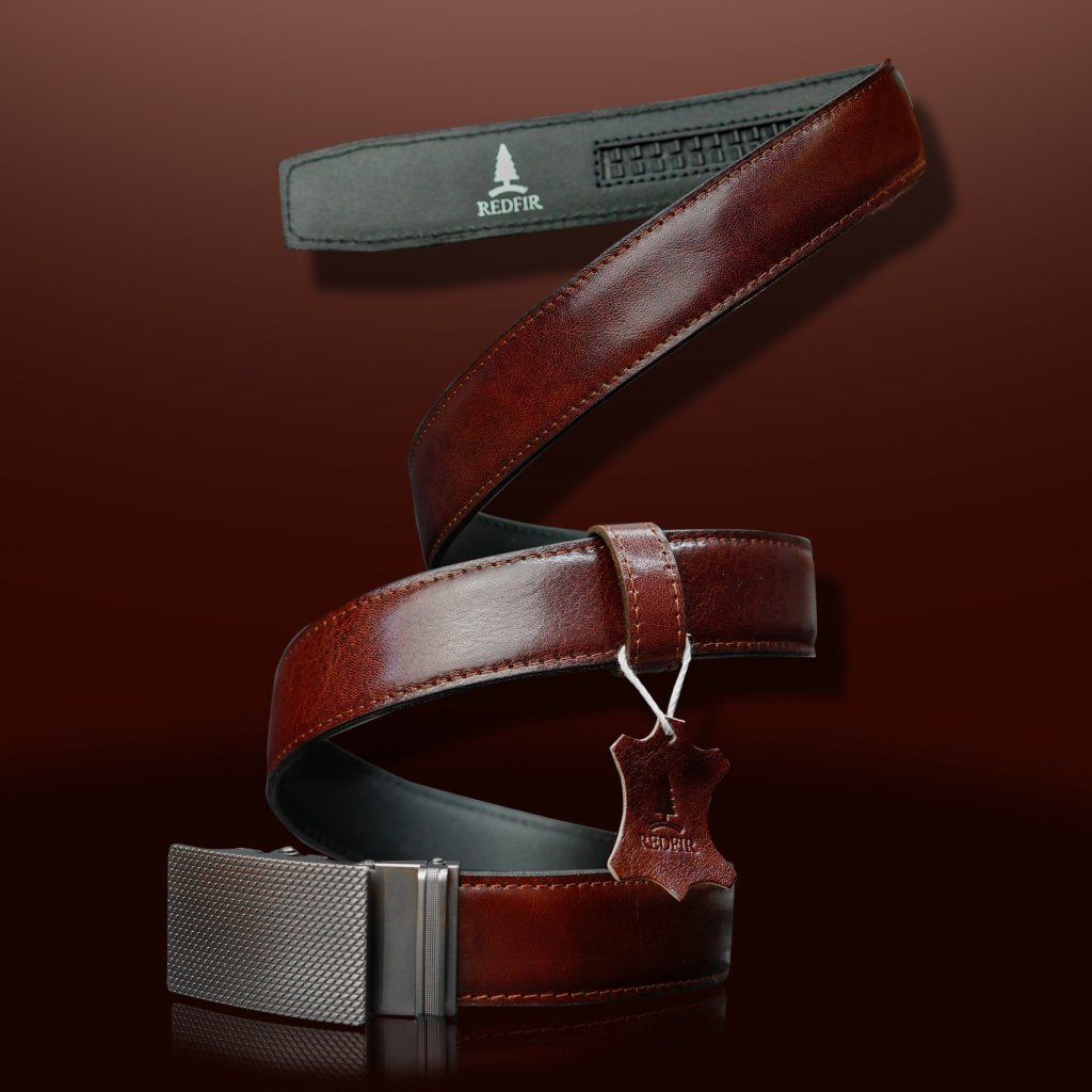Men's Euphoria leather belt with Silver stripes buckle