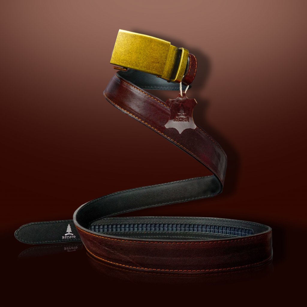 Euphoria women's brown leather belt with Dark brass buckle
