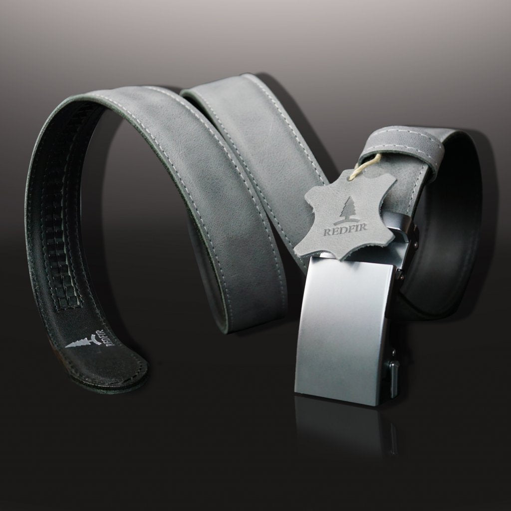Leren damesriem Challenger grijs met Silver Shine gesp