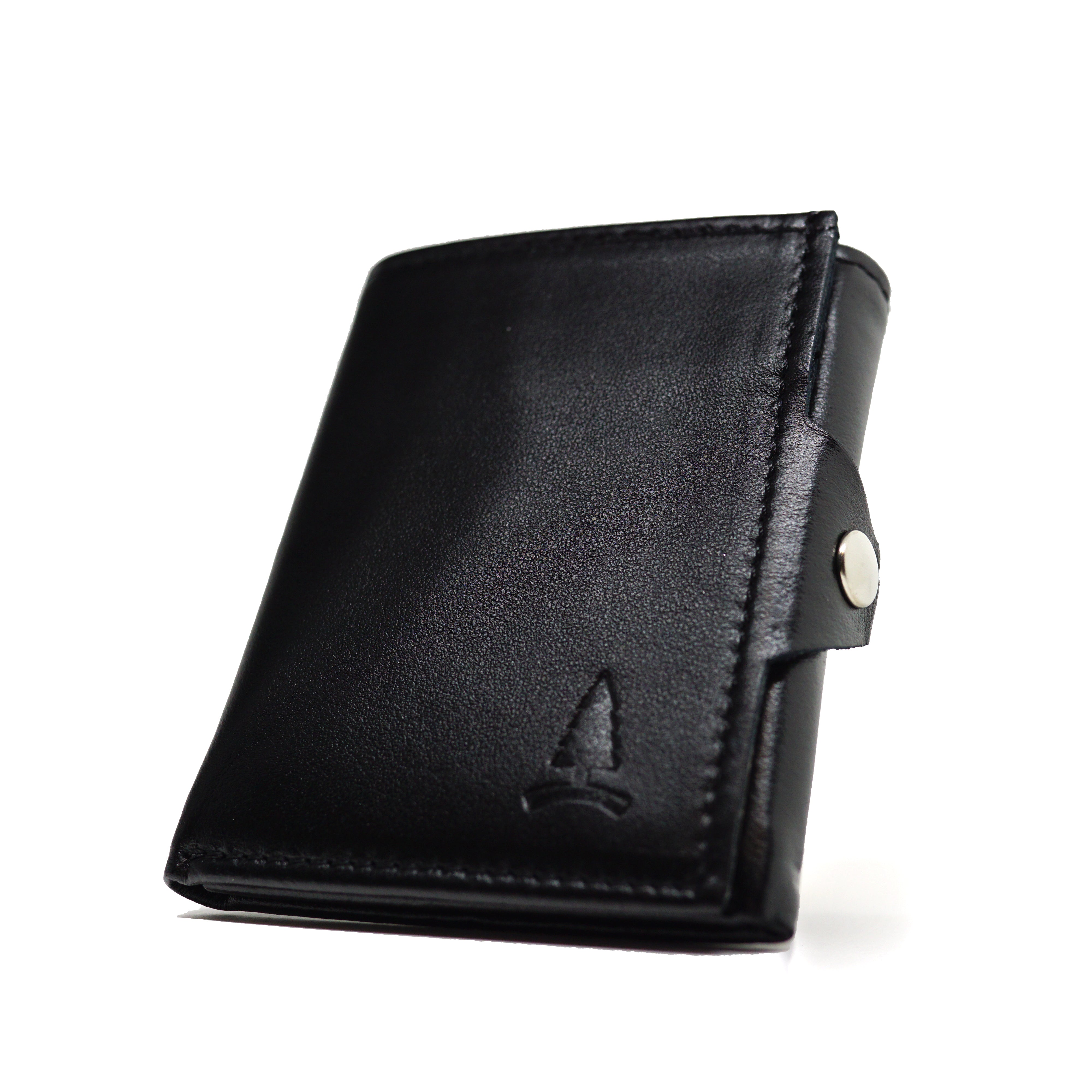 Black minimalist leather wallet Noir