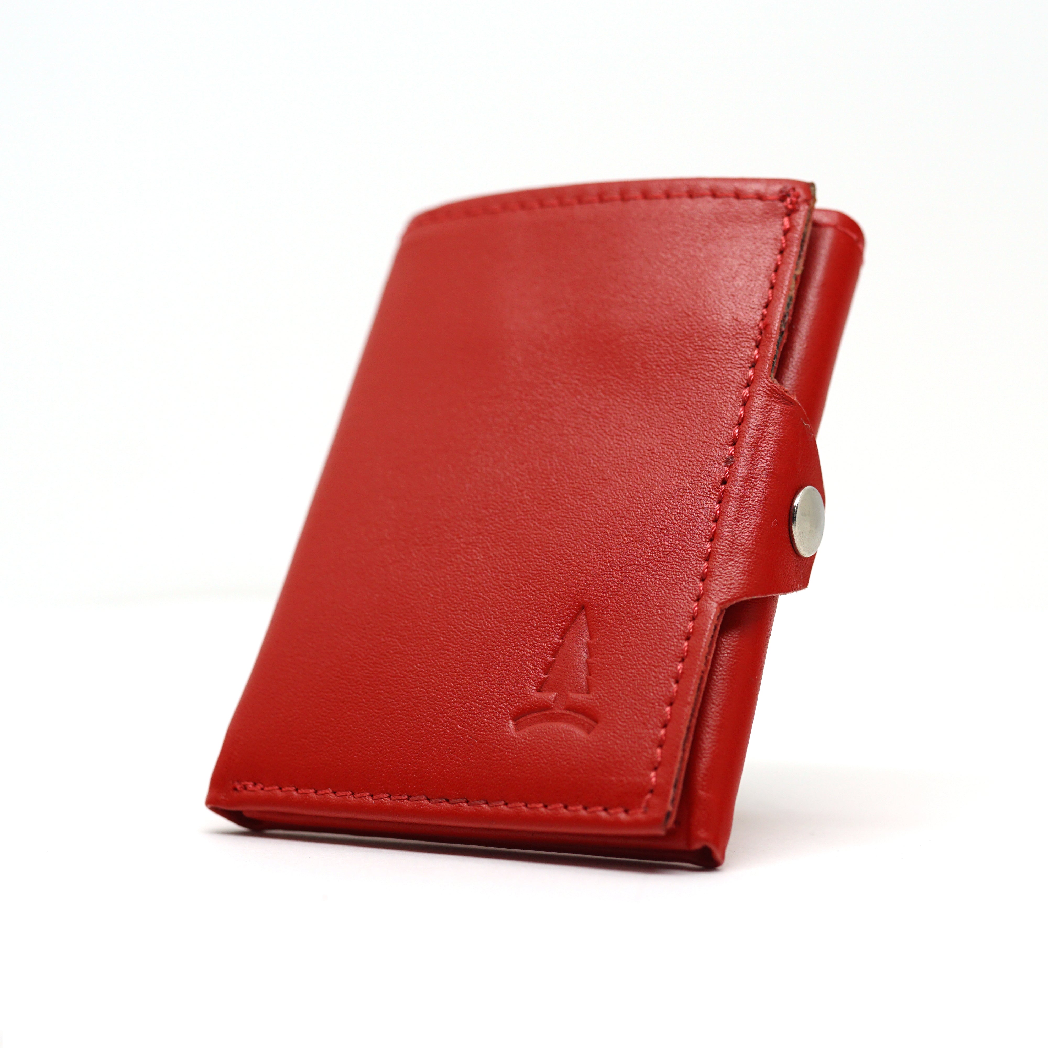 Red minimalist leather wallet Red