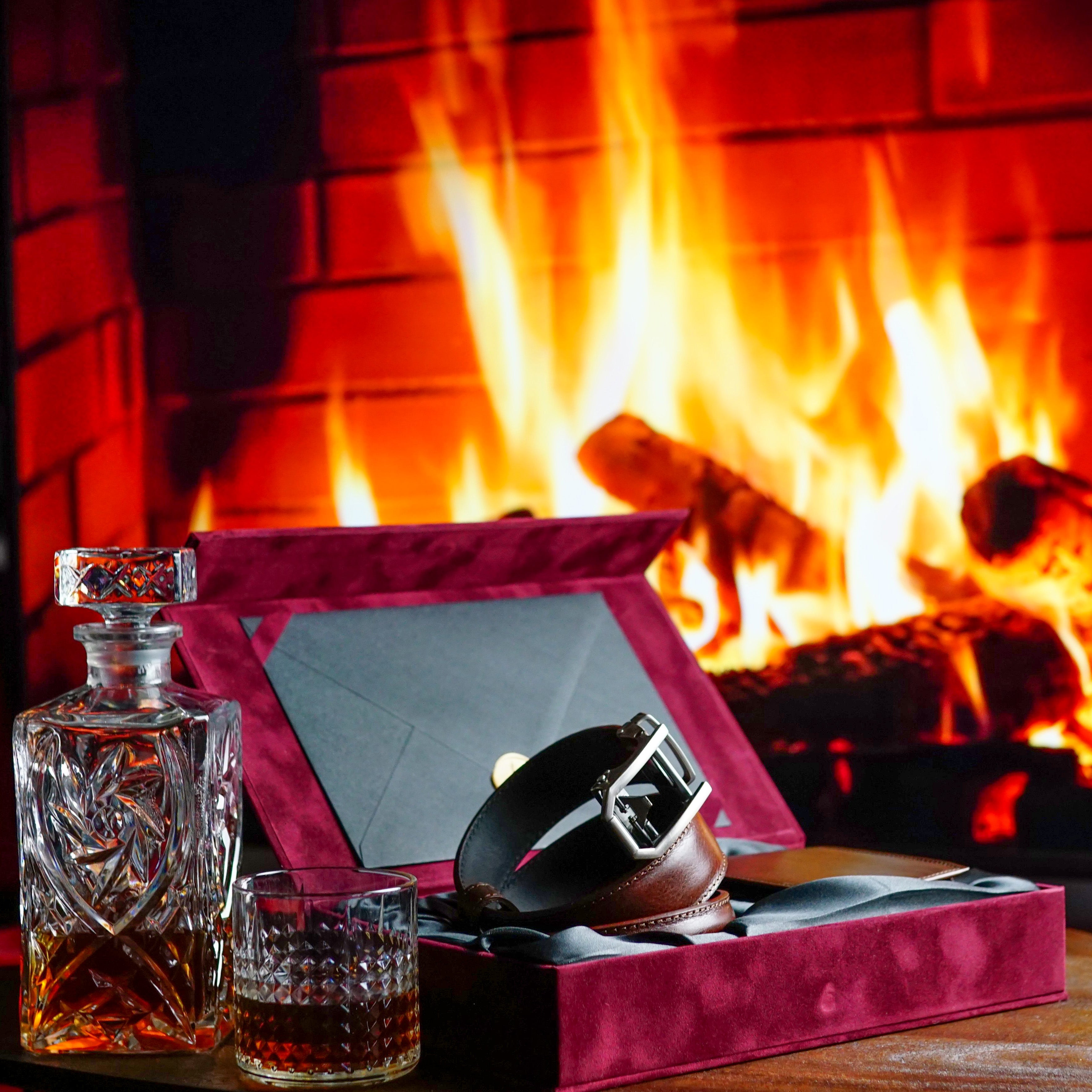 Bruine cadeauset Euphory – riem en portemonnee