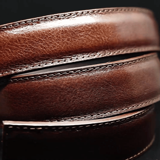 Men's Euphoria leather belt with Silver stripes buckle