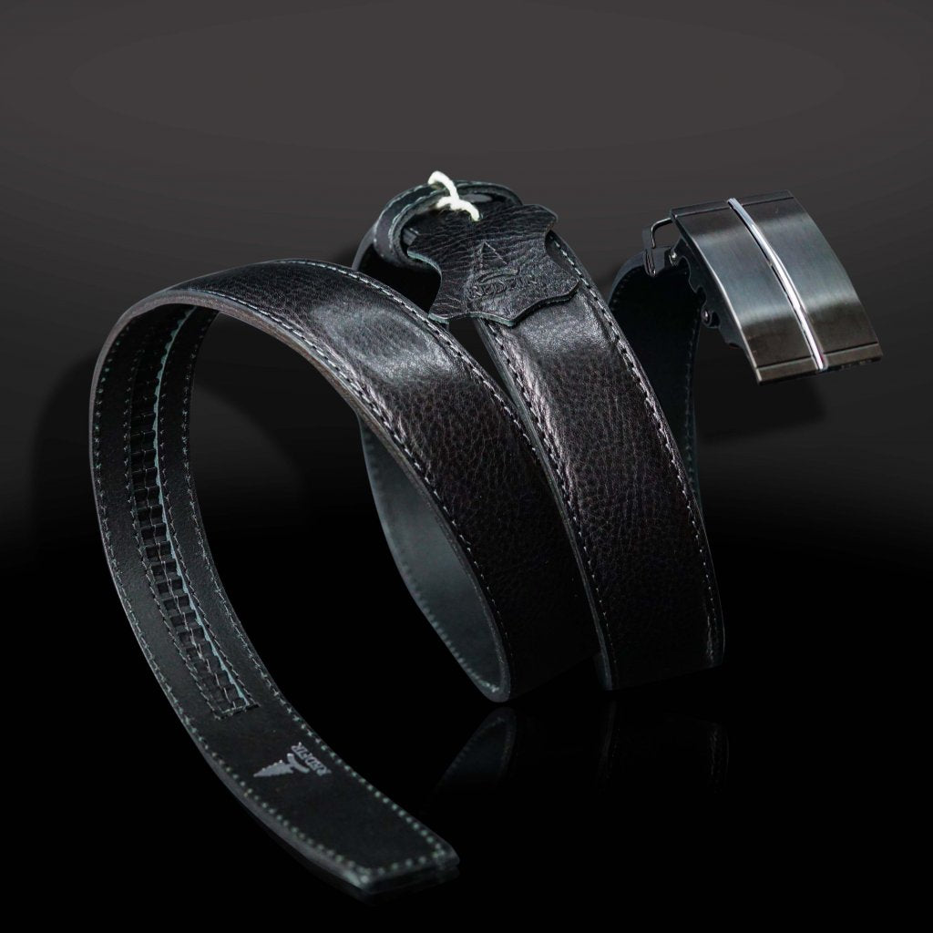 Leren herenriem Noir zwart met Gunmetal Elegance gesp